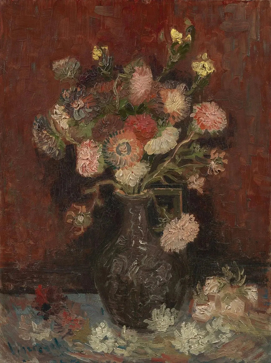 Maljakko kiinalaisilla asterilla ja gladioluksilla - Vincent van Gogh
