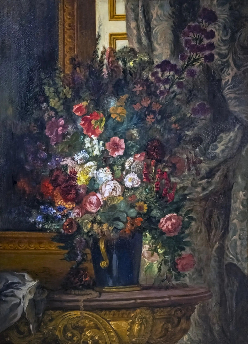 Kukka-asetelma konsolilla - Eugène Delacroix
