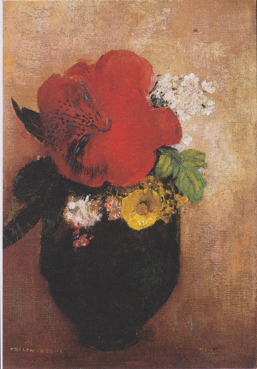 Kukkakimppu: punainen unikko - Odilon Redon