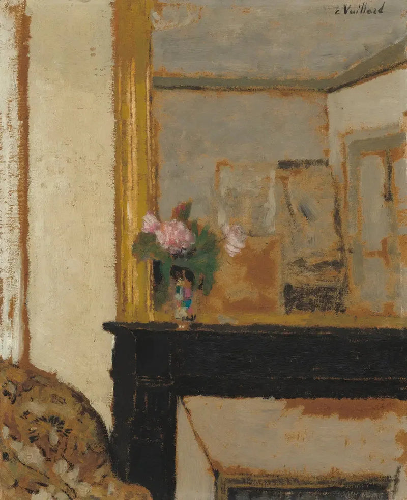 Kukkakimppu maljassa takan päällä - Édouard Vuillard