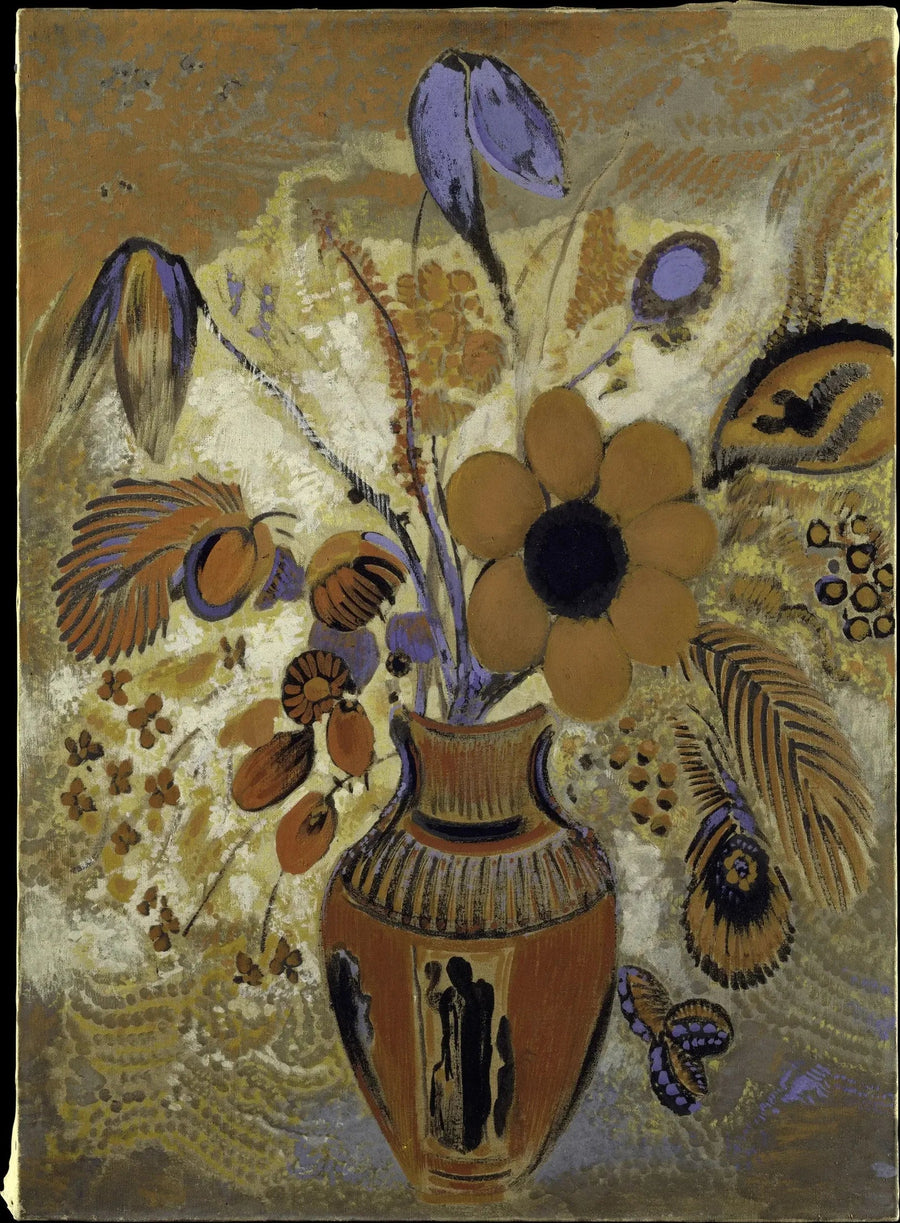 Etruskinen maljakko kukilla - Odilon Redon