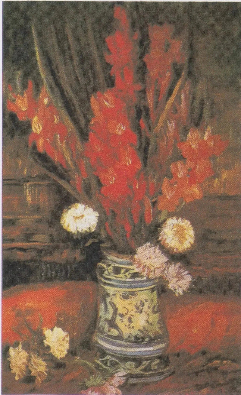 Maljakko punaisilla gladioluksilla - Vincent van Gogh