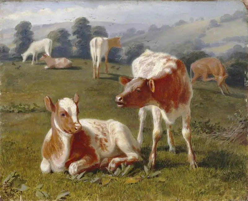 Vasikoita niityllä - Briton Rivière