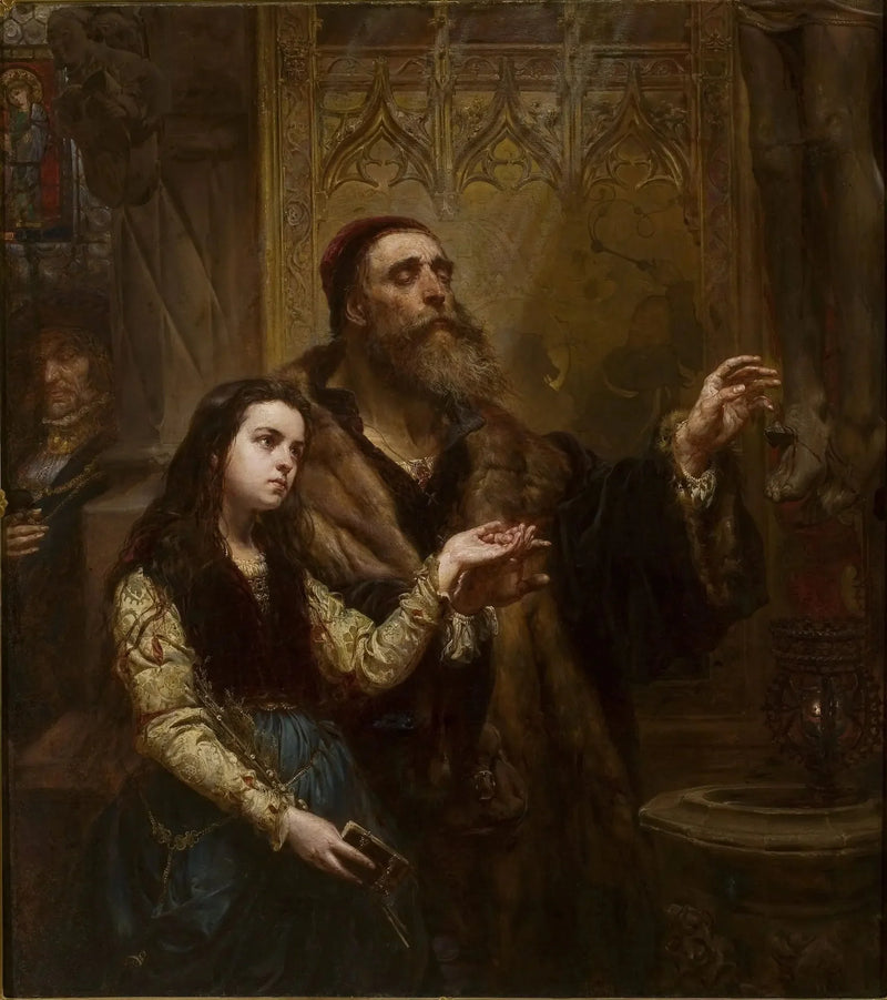 Veit Stoss, sokea, pienen tyttärentyttärensä kanssa - Jan Matejko
