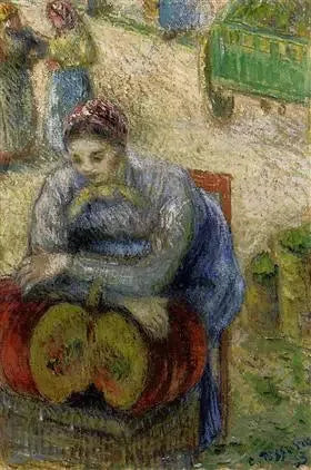 Kurpitsamyyjä markkinoilla - Camille Pissarro