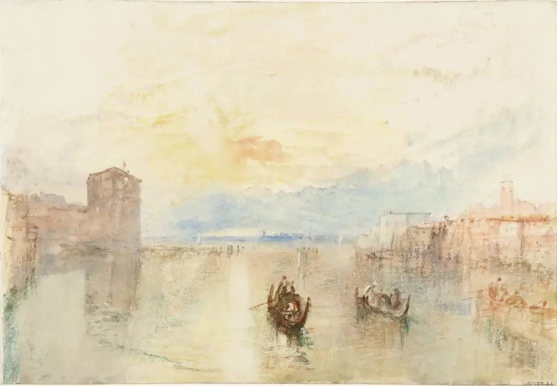 Venetsia: Giudecca-kanava, katsoen Fusinan suuntaan auringonlaskussa - J. M. W. Turner