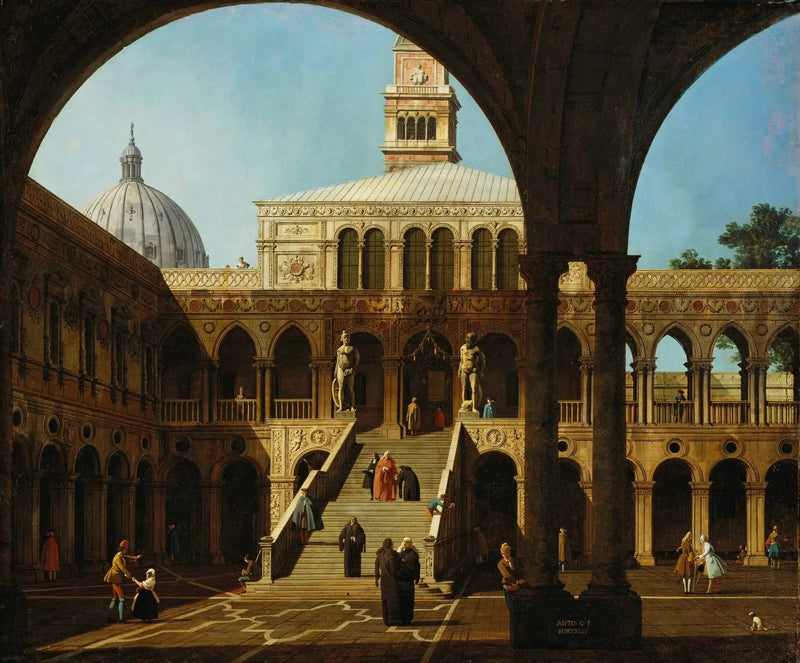 Venetsia: Capriccio hovin palatsin ja Giantit-sarven kanssa - Canaletto