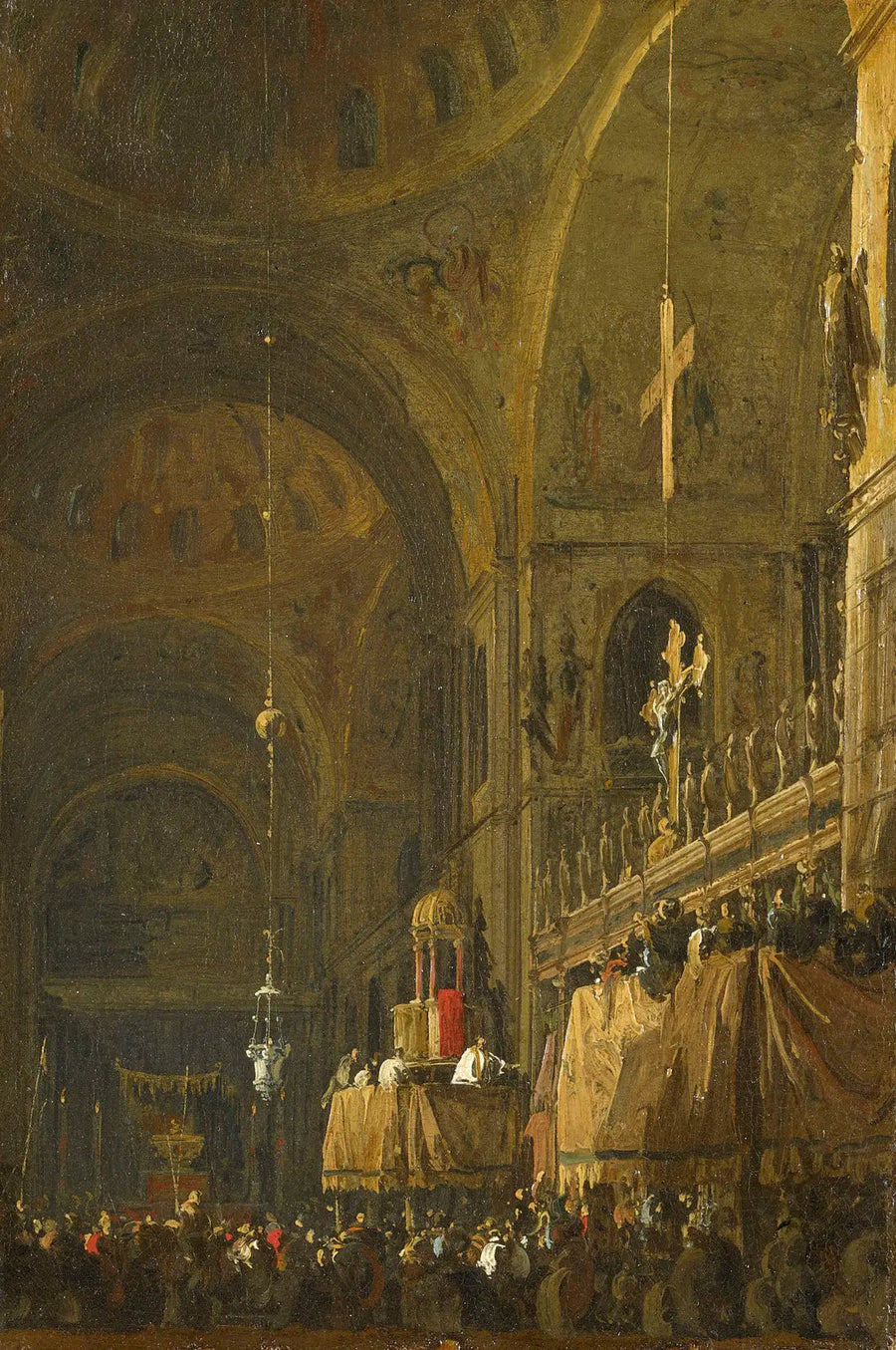 Venetsia: San Marcoksen sisätila yöllä - Canaletto