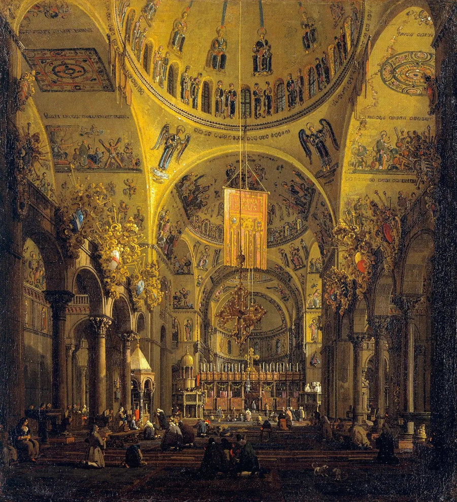 Venetsia: San Marcoksen sisätila päivällä - Canaletto