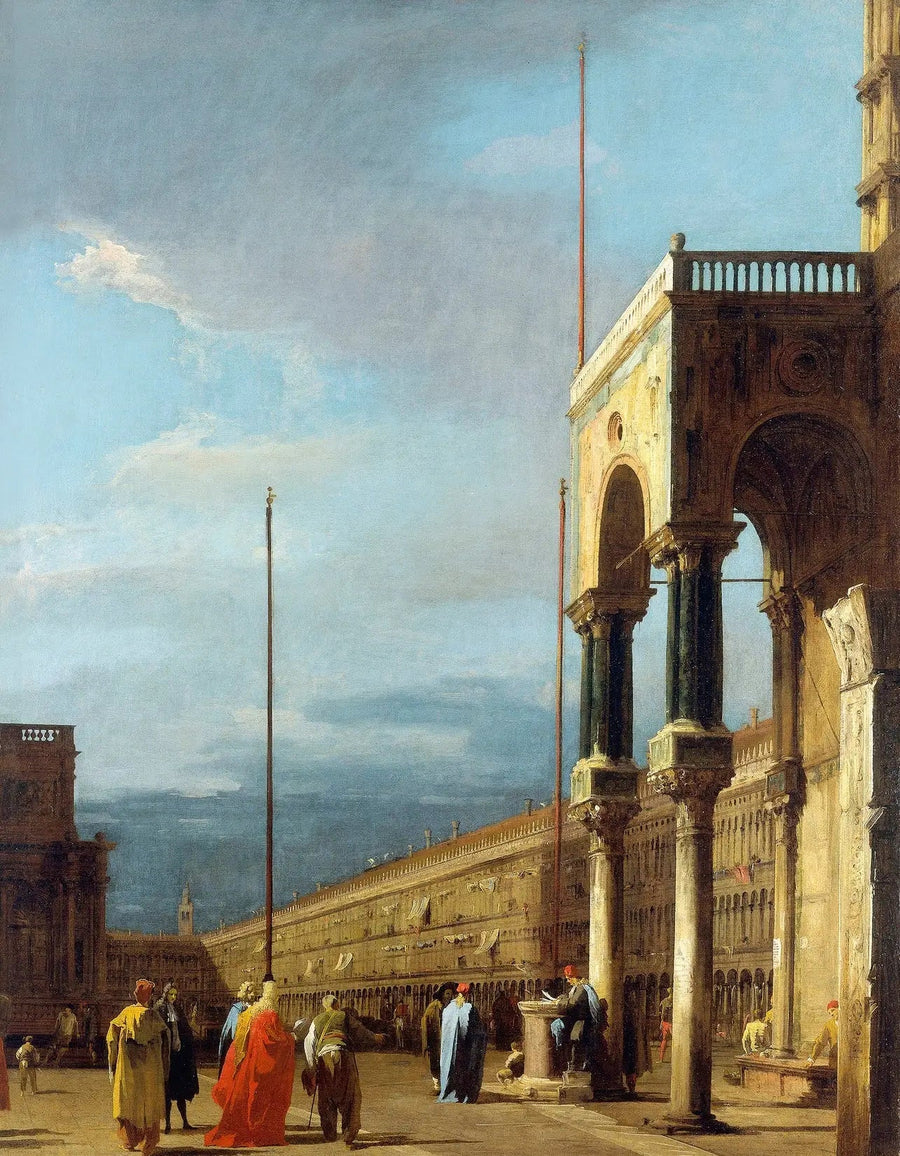 Venetsia: Pyhän Markuksen aukio basilikan kulmasta - Canaletto
