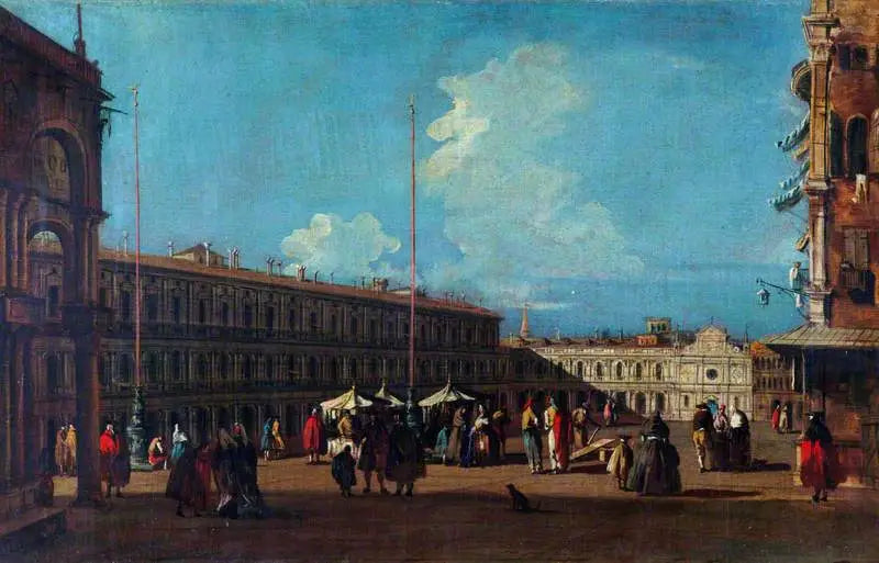 Venetsia: Pyhän Markuksen aukio länteen päin katsottuna - Canaletto