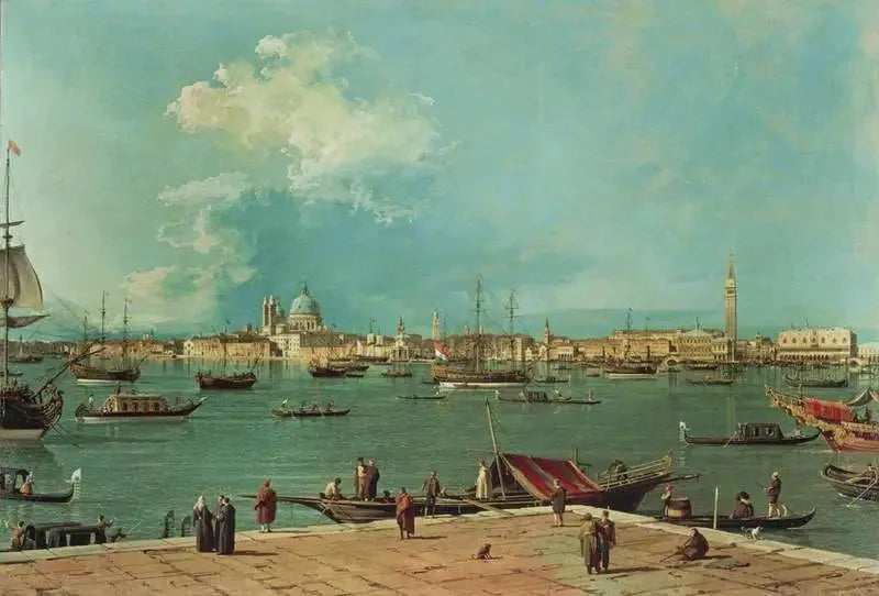 Venetsia: San Marcoksen altaan näkymä San Giorgio Maggioren saarelta - Canaletto