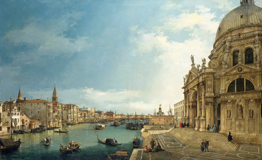 Venetsia: Suuri kanava Santa Maria della Saluten kanssa, kohti bacinoa - Canaletto