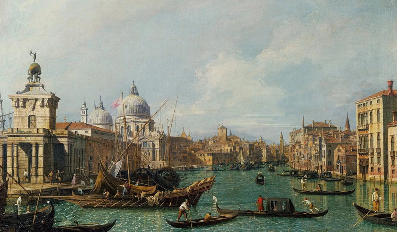 Venetsia: Suuren kanavan Saluteen ja Caritàan suuntautuva näkymä - Canaletto