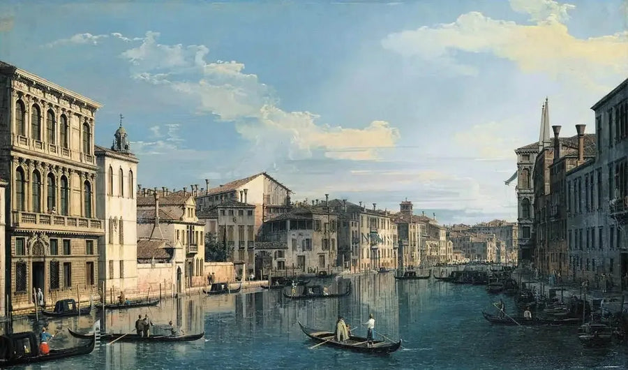 Venetsia: Suuri kanaali Flanginin palatsilta San Marcuolan kirkkoon päin - Canaletto