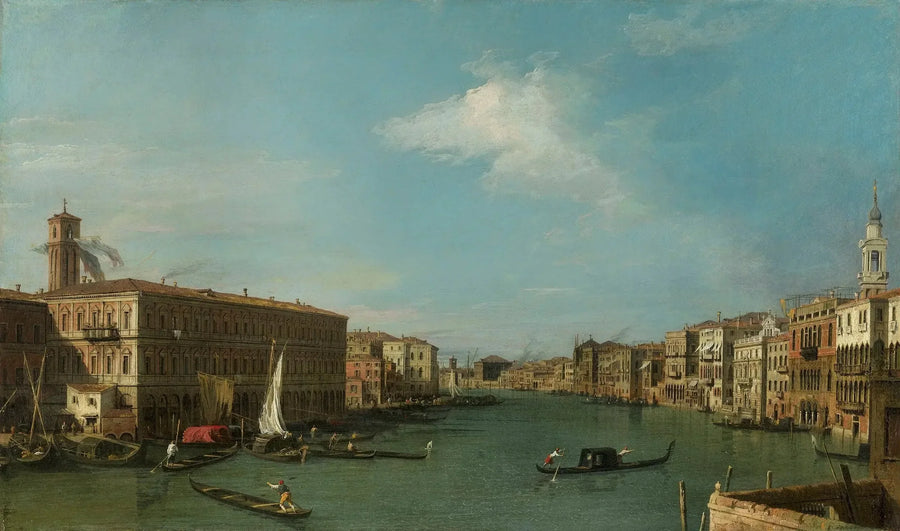 Venetsia: Suuren kanavan pohjoispuolella Rialton sillalta - Canaletto