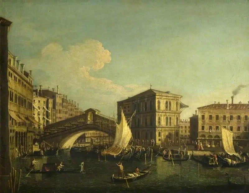 Venetsia: Rialto-silta pohjoisesta katsottuna - Canaletto