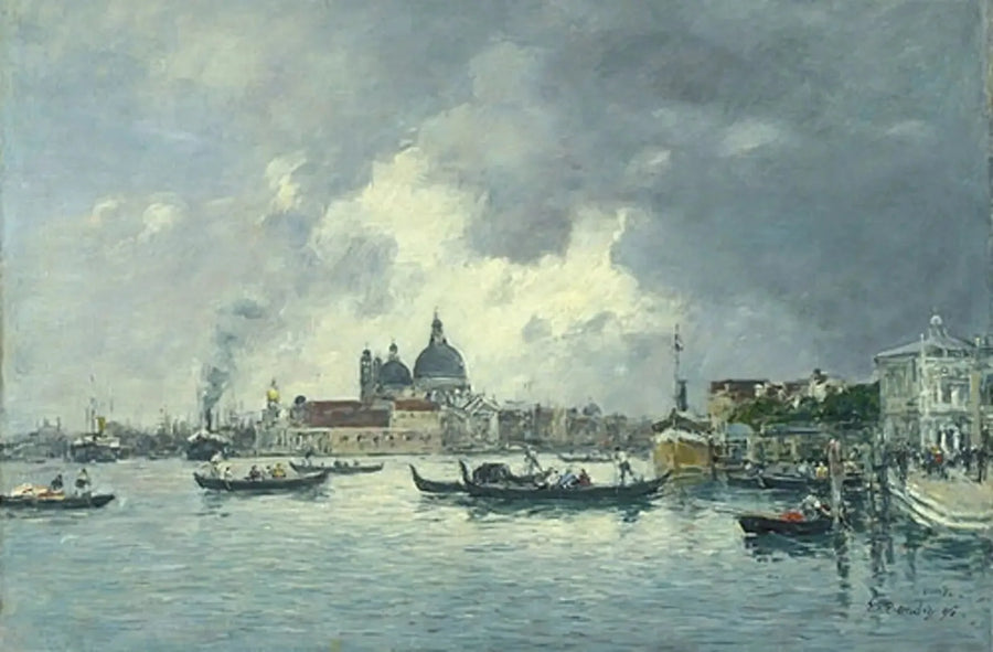Venetsia, ilta. Orjankatu ja Salute - Eugène Boudin