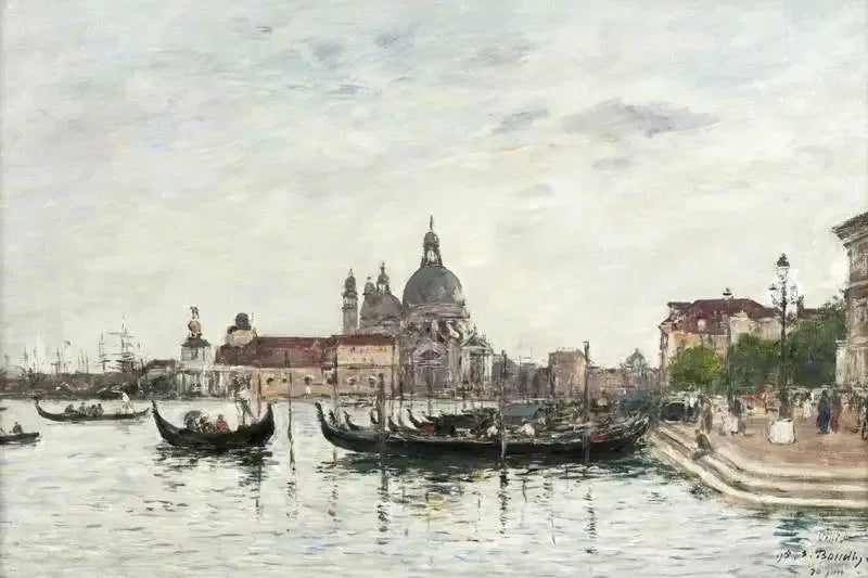 Venetsia: Santa Maria della Salute ja Dogana nähtynä Grand Canalin toiselta puolelta - Eugène Boudin