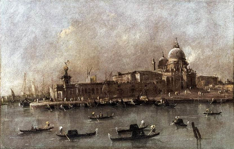 Venetsia: näkymä Grand Canalin sisäänkäynnille - Francesco Guardi