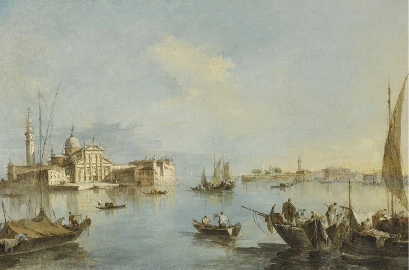 Venetsia, näkymä San Giorgio Maggiore -kirkkoon ja Giudeccan päätyyn - Francesco Guardi