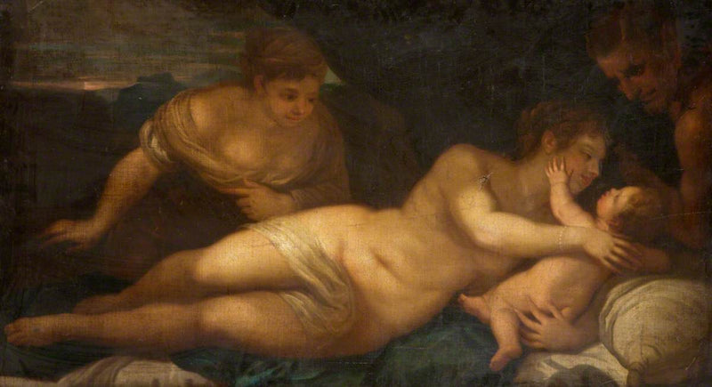 Venus ja Cupido satyyrin kanssa (aikaisemmin tunnettu nimellä « Nu couché ») - Luca Giordano