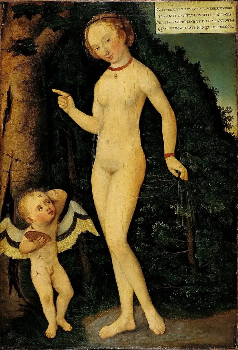 Venus ja rakastaja varas hunajaa - Lucas Cranach vanhempi