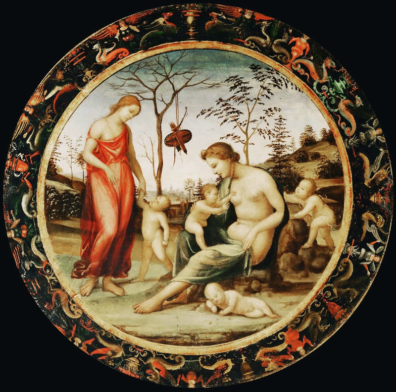 Maan Vénus Eroksen kanssa ja Taivaan Vénus Antéros kanssa sekä kaksi muuta amoraalia - Il Sodoma (Giovanni Antonio Bazzi)