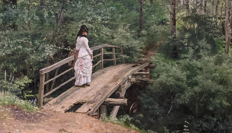 Véra Répine kävelyllä Abramtsevon puistossa - Ilya Repin