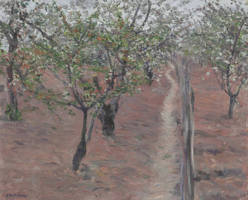 Puutarha, kukkivat puut, Petit Gennevilliers - Gustave Caillebotte