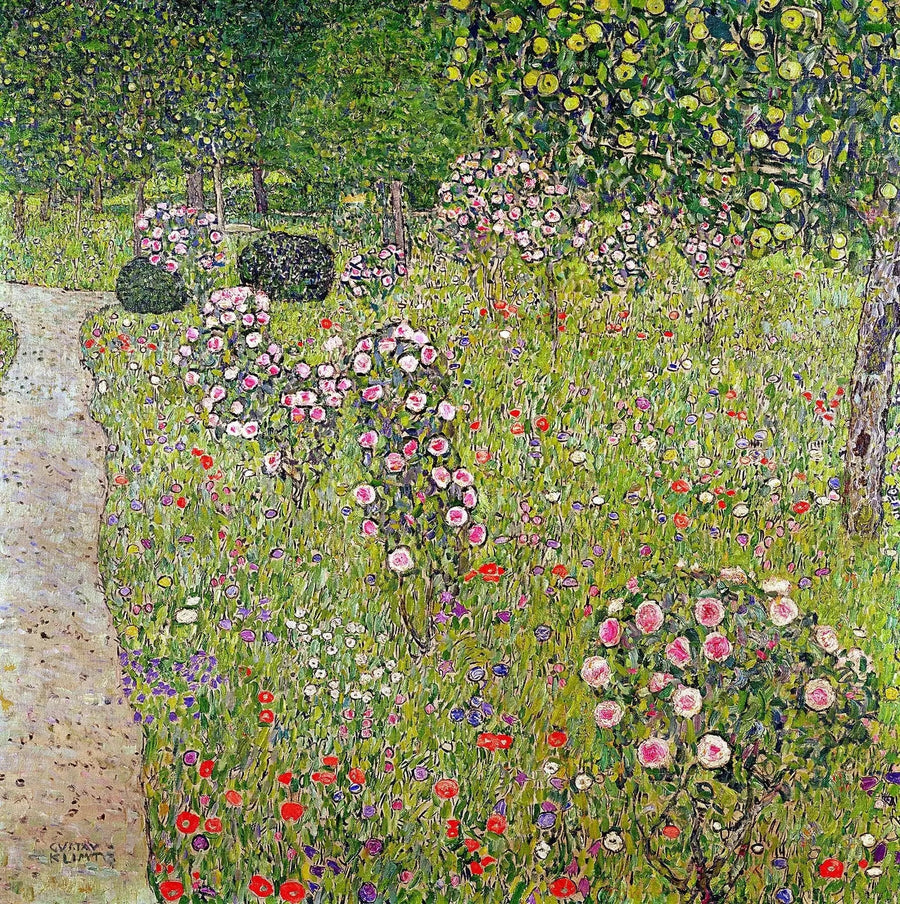 Puutarha ruusujen kanssa - Gustav Klimt