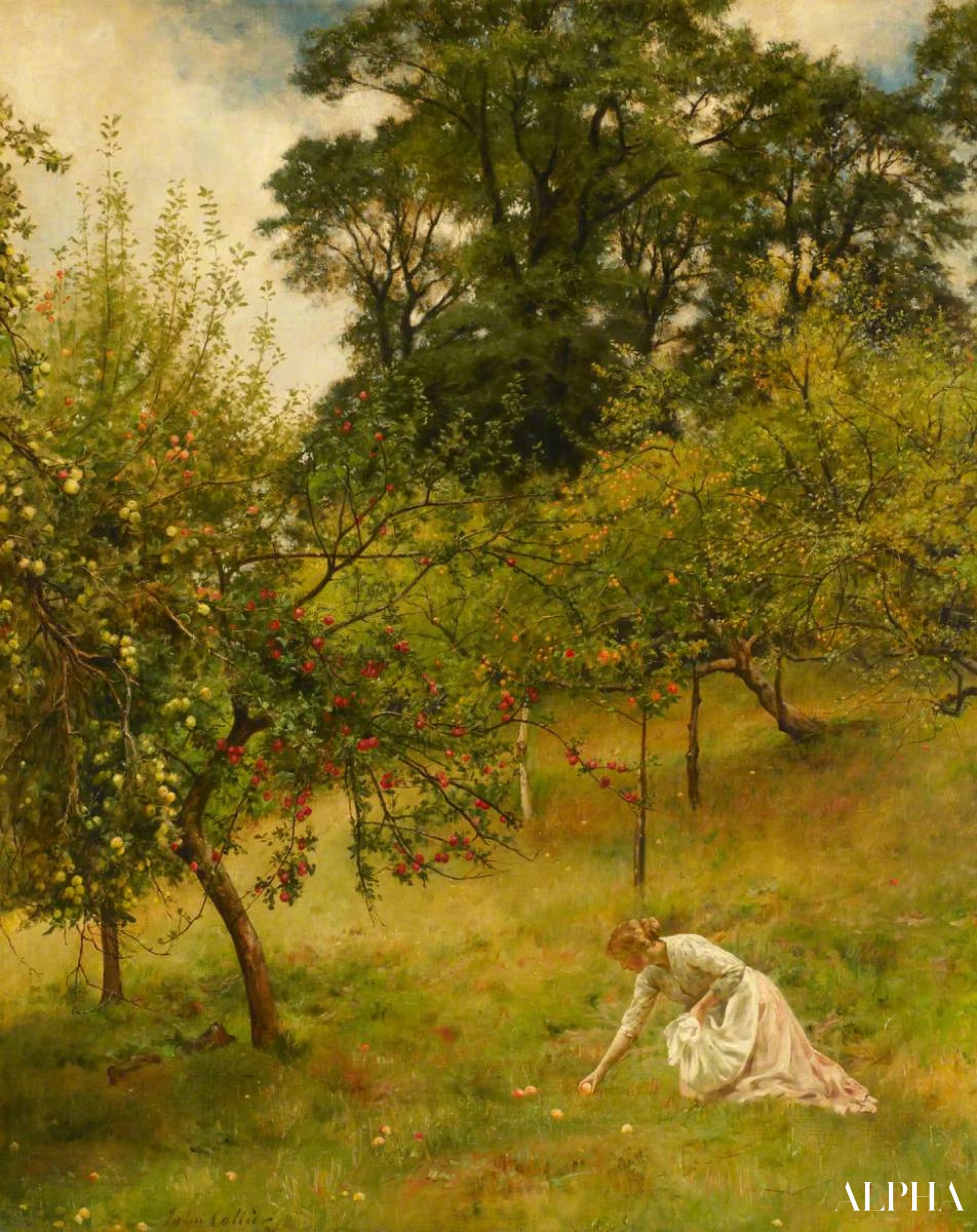 Reproduction du tableau « Verger du Devonshire de John Collier » par Alpha Reproduction en peinture à l’huile