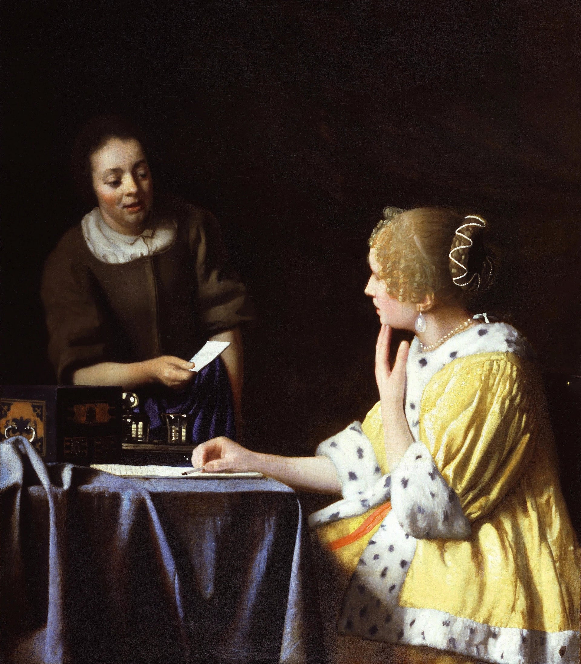 La Maîtresse et la Servante de Vermeer – reproduction peinture à l’huile sur toile