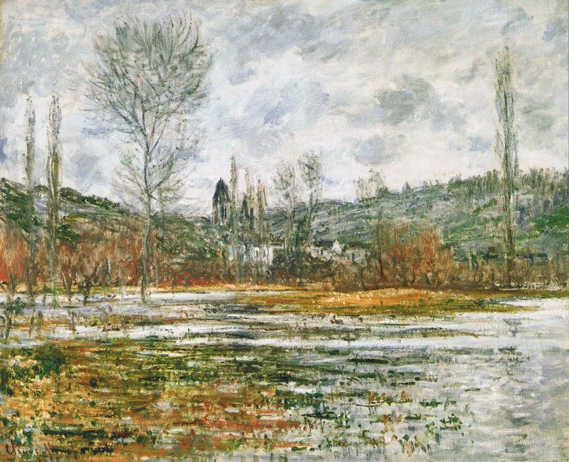 Vétheuil, tulvinut niitty W639 - Claude Monet
