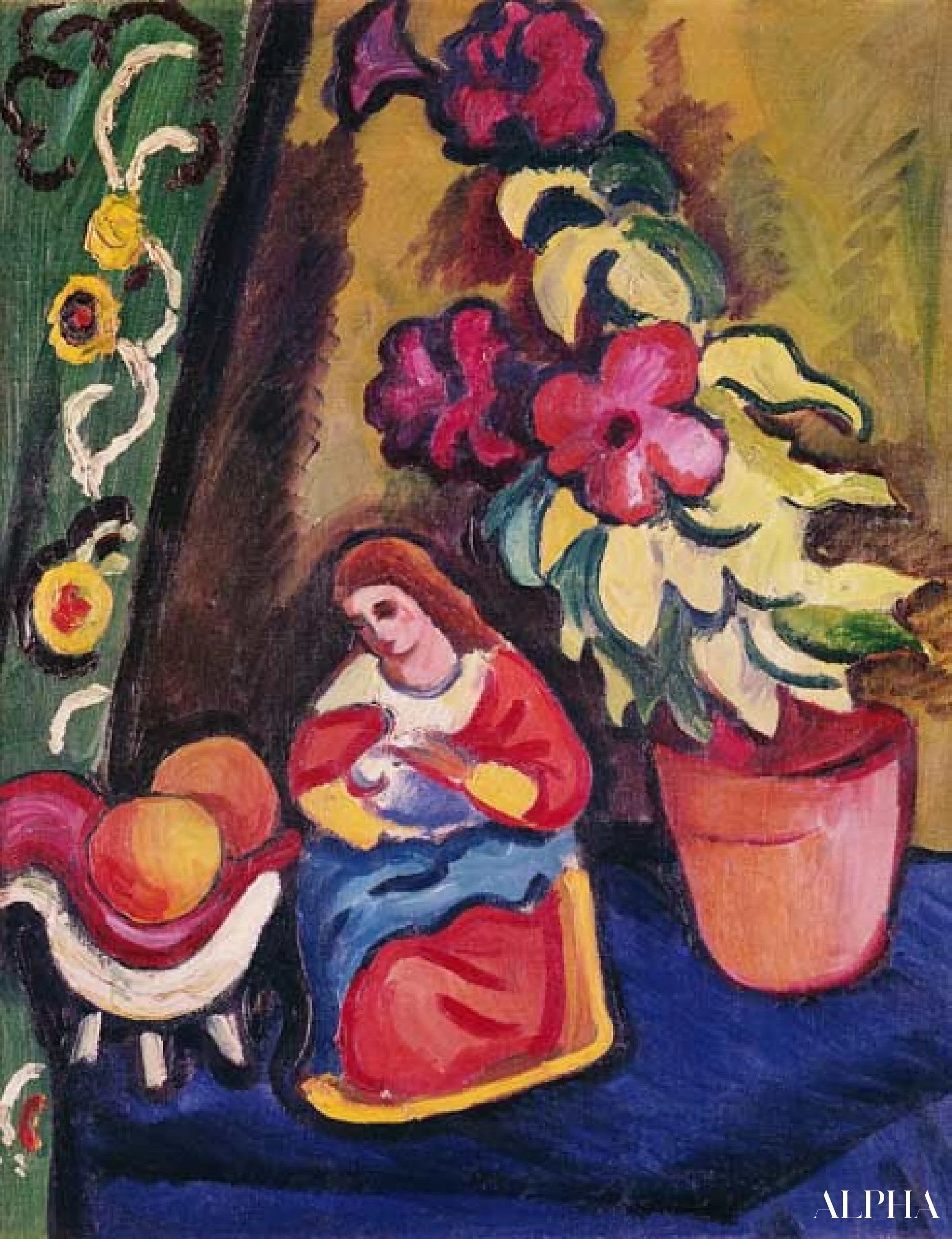 Elämä La Madonnen kanssa (Petunia ja omenat) - August Macke - Taulujen ja korkealaatuisten maalauksien reproduktiot