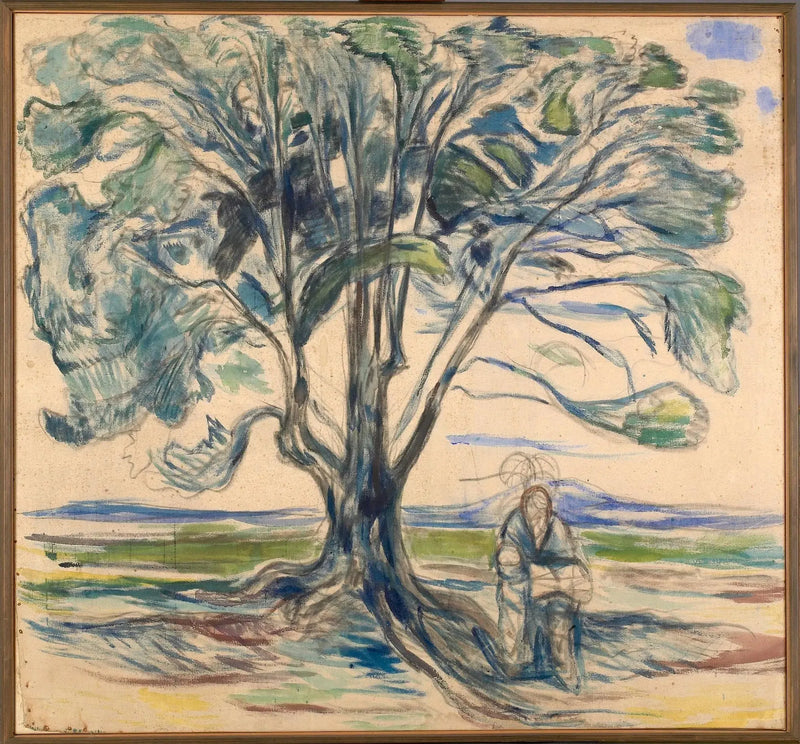 Vanha mies istuu puun alla - Edvard Munch