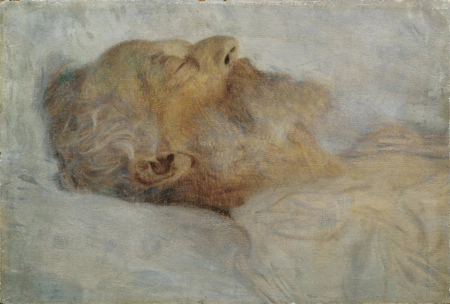 Vanha mies kuolinvuoteellaan - Gustav Klimt
