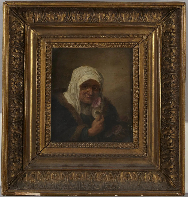 Vanha nainen ruusulla - David Teniers nuorempi