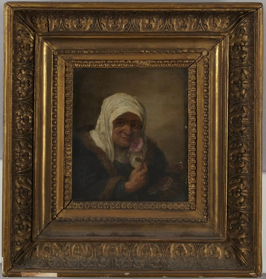 Vanha nainen ruusulla - David Teniers nuorempi