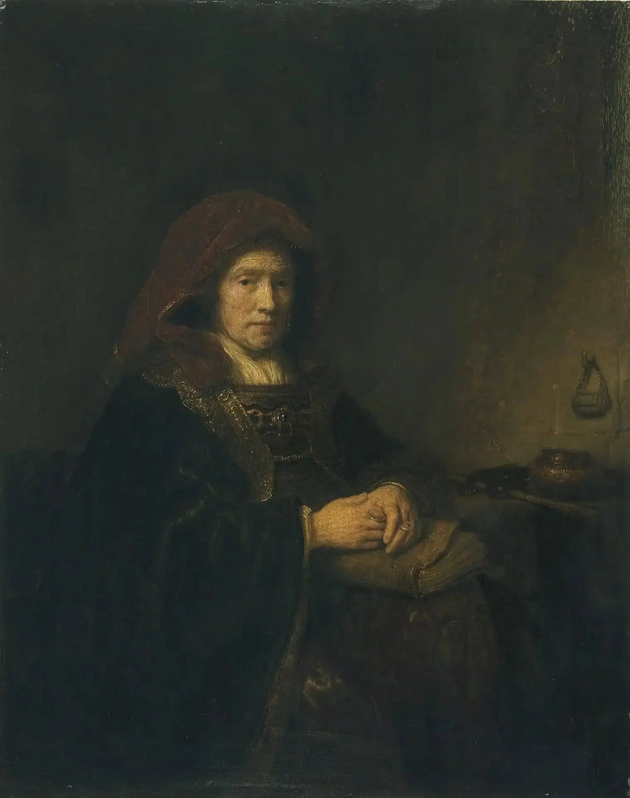 Vanha nainen silmälasien kanssa - Rembrandt