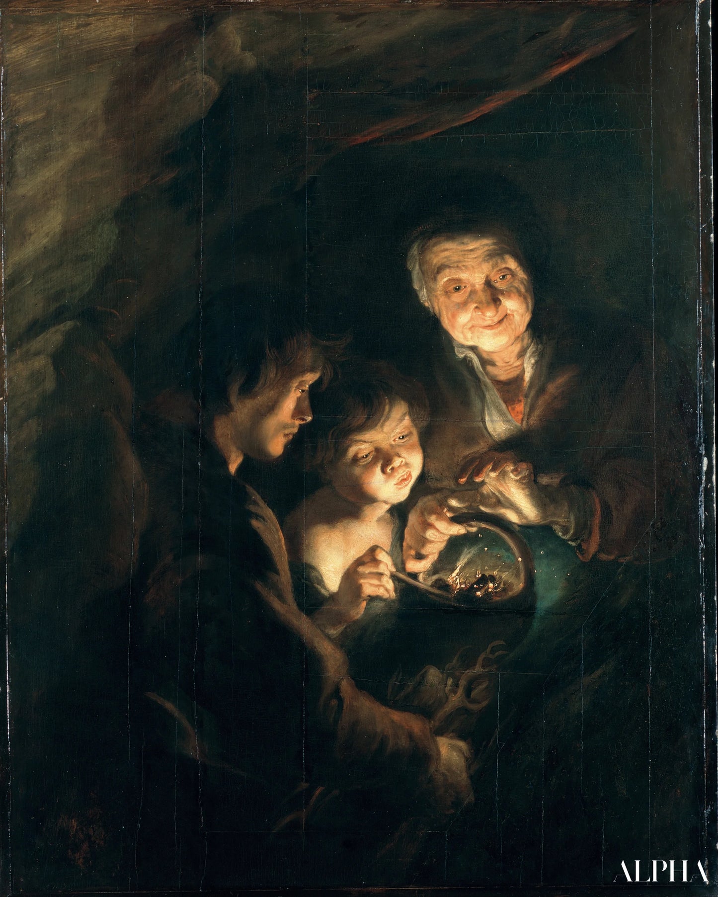 Vanha nainen hiilipussin kanssa - Peter Paul Rubens - Korkealaatuiset taulujen ja maalauksien reproduktiot