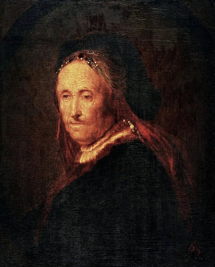 Vanha nainen itämaisessa puvussa (Rembrandtin äidin muotokuva). - Rembrandt
