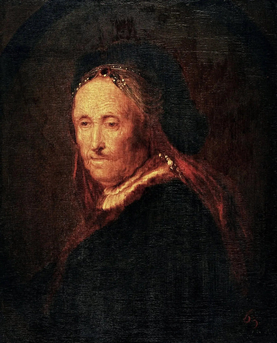 Vanha nainen itämaisessa puvussa (Rembrandtin äidin muotokuva). - Rembrandt
