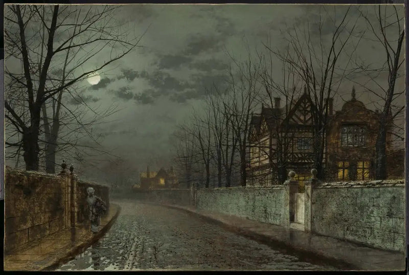 Vanha englantilainen talo kuutamossa - John Atkinson Grimshaw