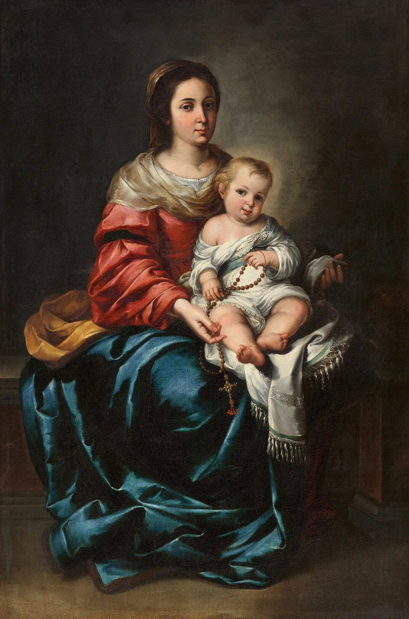 Neitsyt ja lapsi, rukoilevalla rukousnauhalla - Bartolomé Esteban Murillo
