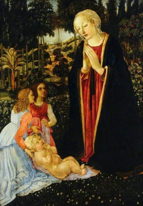 Neitsyt lapsen kanssa enkeleiden kanssa - Cosimo Rosselli