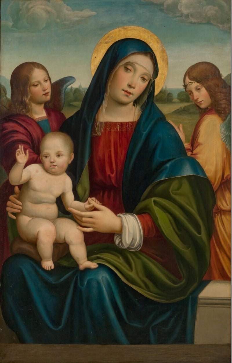 Neitsyt ja lapsi kahden enkelin kanssa - Francesco Francia
