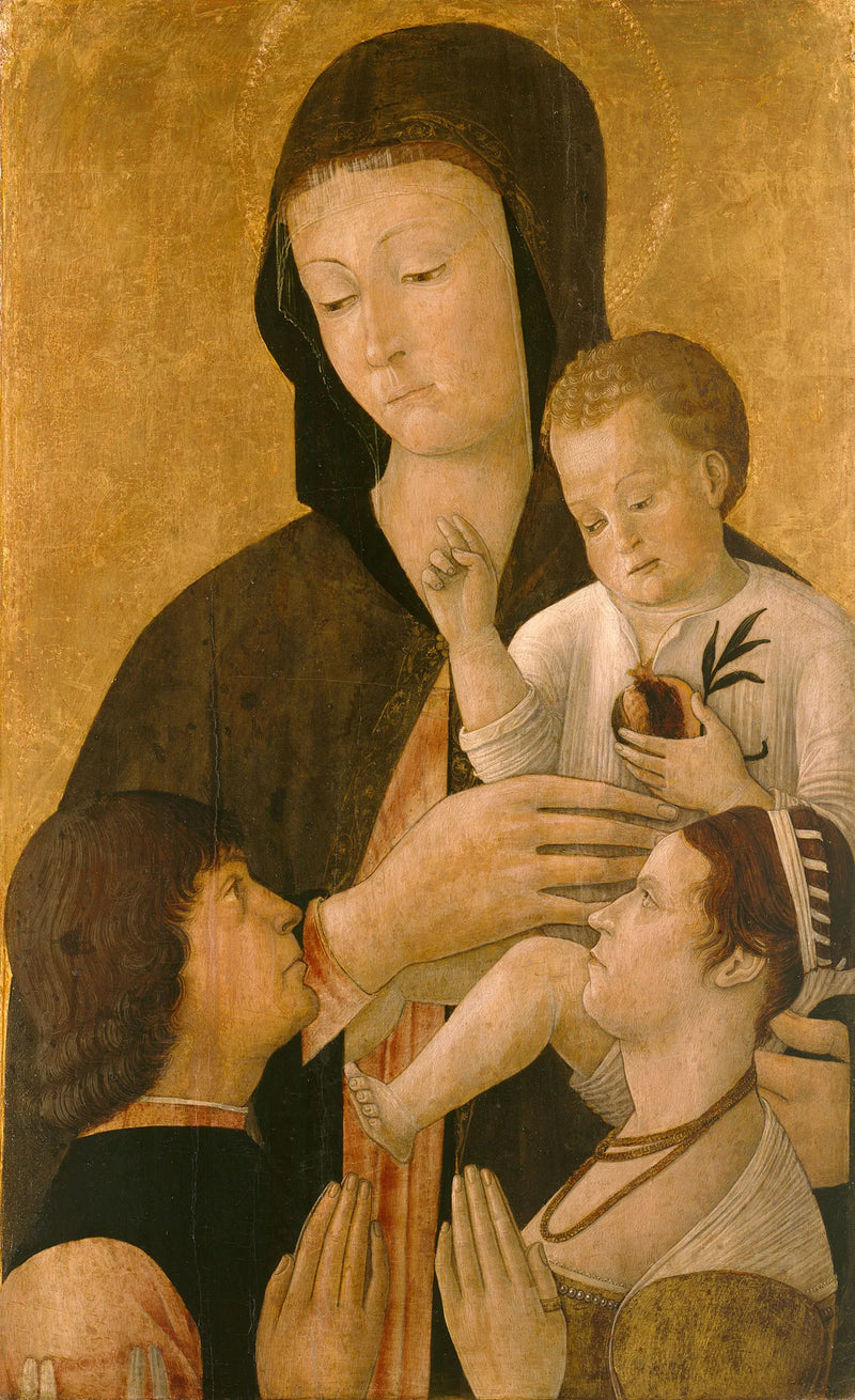 Neitsyt Jeesus-lapsen kanssa kahden lahjoittajan kanssa - Gentile Bellini