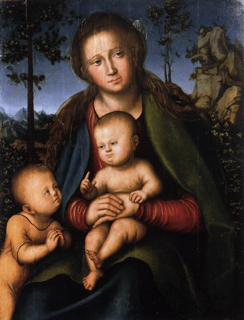 Neitsyt Jeesus-lapsen kanssa ja nuori Johannes Kastaja - Lucas Cranach vanhempi