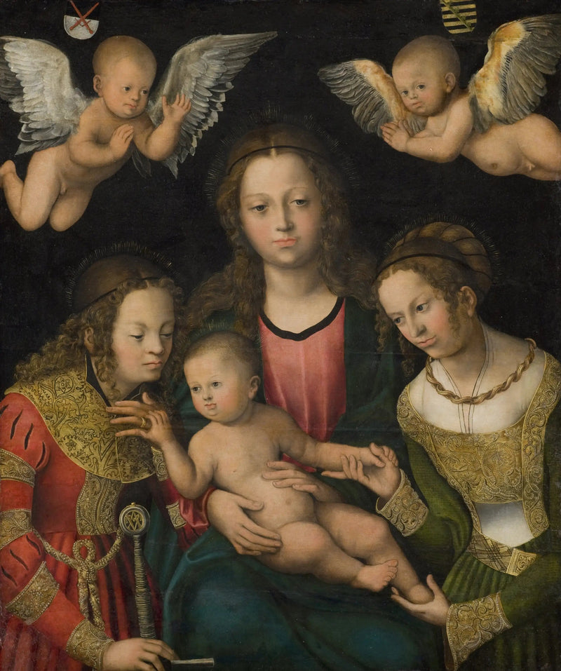 Neitsyt Jeesuksen kanssa, pyhät Katariina ja Barbara - Lucas Cranach vanhempi